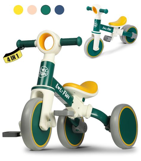 LOL-FUN Toddler Balance Bike for 1 to 4 Years Old Boys Girls Gift, 4 in 1 Baby Bicycle for 1 2 Year Old Kids Tricycle 3 Wheel Toddler Tricycle, Baby Bicycle, Kids Cycle, Baby Bike, Kids Outdoor Play, Kids Bicycle, Balance Bike, Kids Bike, Childhood Toys