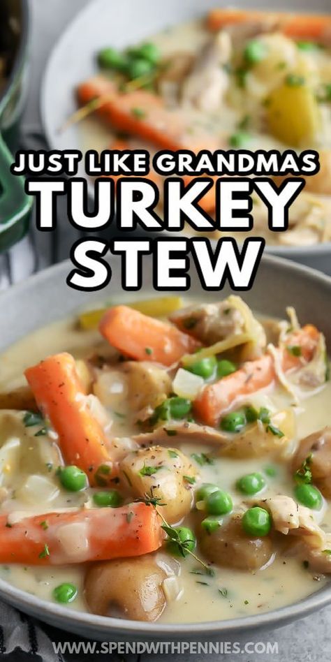 Turkey Stew Recipes Leftover, Turkey Stew Recipes, Leftover Turkey Stew, Turkey Leftovers Crockpot, Turkey Herbs, Fresh Buns, Turkey Crockpot Recipes, Leftover Veggies, Turkey Stew