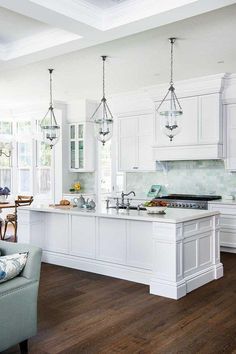 Kitchen Island Lighting Farmhouse, Island Lighting Farmhouse, Pendant Light Kitchen Island, Brushed Nickel Pendant Lights, Pendant Light Kitchen, Lighting Farmhouse, Hamptons Style Home, Glass Pendant Ceiling Light, Fixtures Kitchen