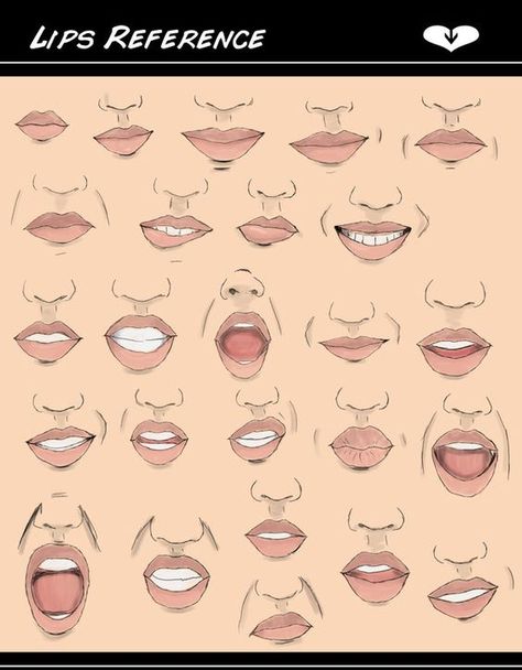 how to draw | lips ✤ || CHARACTER DESIGN REFERENCES | キャラクターデザイン • Find more at… Lips Reference, How To Draw Lips, Draw Lips, Mouth Drawing, Lips Drawing, 인물 드로잉, Art Instructions, Drawing Lessons, Character Design References