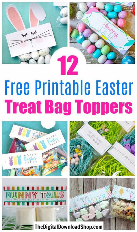 12 Free Printable Easter Treat Bag Toppers- Make your Easter favors and candy gifts look egg-stra cute this year with some of these adorable free printable Easter treat bag toppers! | Easter party favors, Easter printable, #freePrintables #printable #Easter #treatBags #DigitalDownloadShop Snack Bag Ideas, Easter Bag Toppers, Diy Easter Treats, Small Easter Gifts, Easter Goodie Bags, Easter Snack, Easter Classroom, Treat Bag Toppers, Easter Treat Bags