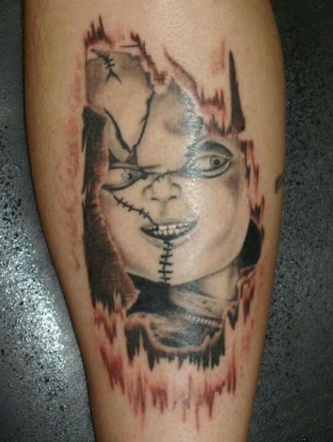 Love him Doll Tattoo Ideas, Chucky Tattoo Ideas, Tattoo Nightmares, Chucky Tattoo, Tattoo Sites, Knife Tattoo, Doll Tattoo, Chucky Doll, C Tattoo