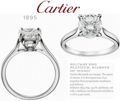 Cartier Engagement Ring Solitaire 1895, Cartier Diamond Ring Engagement, Cartier 1895 Engagement Ring, Cartier 1895, Platinum Solitaire Ring, Cartier Ring Diamond, Cartier Solitaire Ring, Engagement Ring Cartier, Vintage Cartier Engagement Ring