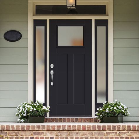 Craftsman Exterior Door, Door Core, Craftsman Front Door, Exterior Doors With Sidelights, Front Door With Sidelights, Craftsman Front Doors, Door With Sidelights, Double Front Entry Doors, Cottage Front Doors