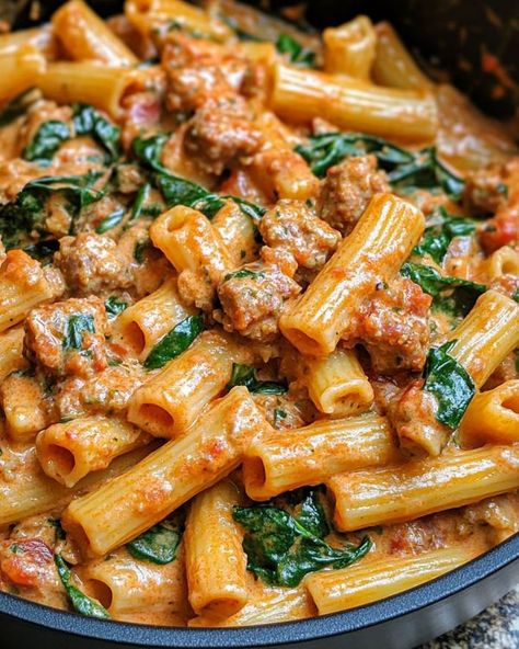 Delicious Chef Rigatoni And Sausage, Creamy Sausage Rigatoni, Sausage Rigatoni, Sausage And Kale, Rigatoni Recipes, Tomato Cream Sauce, High Carb, Rigatoni, Cream Sauce