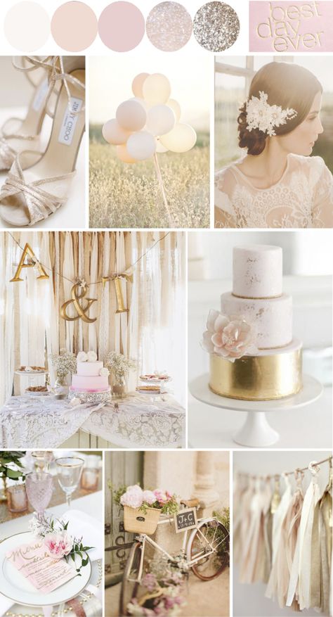 Metallics Wedding Theme, Mixed Metallic Wedding, Metallic Wedding Theme, Romantic Color Schemes, Mixed Metals Wedding, Romantic Bridesmaid Dresses, Romantic Summer Wedding, Events Place, Wedding Themes Summer