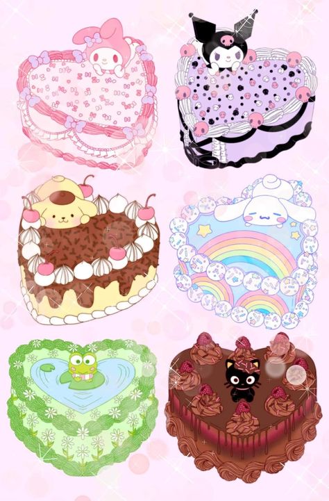 Cake Drawing, Want To Draw, Hello Kitty Cake, Fake Cake, Hello Kitty Birthday, Pretty Birthday Cakes, Cute Birthday Cakes, Hello Kitty Pictures, Kawaii Food