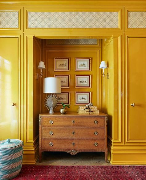 Summer Thornton (@summerthorntondesign) • Instagram photos and videos Hidden Closets, City Fabric, Summer Interior Design, Summer Thornton, Amun Ra, Hidden Closet, Lacquered Walls, Pop Of Yellow, Lake Lanier