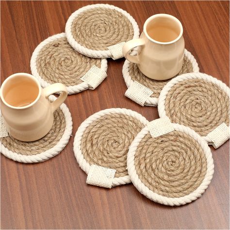 Dining Table Coasters, Tea Coaster Design, Farmhouse Coasters, Natural Table, Coffee Table Coasters, Absorbent Coasters, Bar Coasters, How To Make Coasters, Coffee Coasters