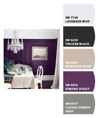 Paint colors from Chip It! by Sherwin-Williams Gray Paint With Purple Undertones, Purple Accent Wall, Accent Wall Colors, Gray Paint, Benjamin Moore Colors, Sherwin Williams Paint Colors, Accent Wall Bedroom, Colour Schemes, Wall Color