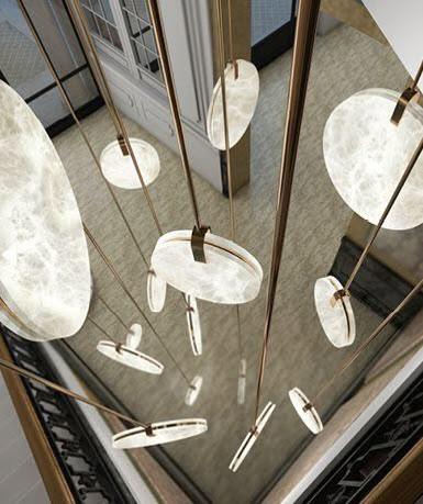 Alabaster Pendant Lighting, Alabaster Chandelier Modern, Atelier Alain Ellouz, Stone Chandelier, Luxury Lighting Design, Blitz Design, Lights Hanging, Lighting Plan, Bespoke Lighting