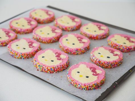 Slice And Bake Cookies, Hello Kitty Cookies, Japanese Candy Snacks, Japanese Desserts, Candy Snacks, Party Food Dessert, Hello Kitty Birthday Party, Roll Cookies, Japanese Candy