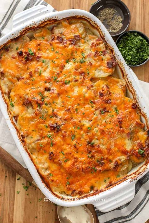 Leftover Pork Recipes, Easy Cheesy Scalloped Potatoes, Leftover Pork Tenderloin, Weeknight Casseroles, Potatoes And Ham, Side Dishes For Ham, Pork Casserole, Recipes Cheese, Scalloped Potatoes And Ham