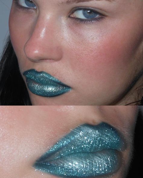 aoife | is it green or blue ??? Aquamarine (2006) inspo anyways @anamcosmetics teal biodegradable glitter #editorialmakeup #dazedbeauty… | Instagram Aquamarine Makeup, Aquamarine 2006, Teal Makeup, Id Magazine, Lip Combos, Biodegradable Glitter, Runway Makeup, Editorial Makeup, July 15