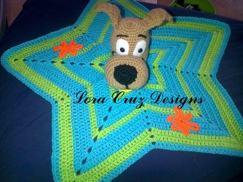 Scooby Doo lovey designed by Lora Cruz Scooby Doo Crochet Blanket Free Pattern, Crochet Scooby Doo, Scooby Doo Crochet, Crochet Lovies, Crochet Lovey Free Pattern, Baby Afghan Crochet Patterns, Crochet Cocoon, Lovey Pattern, Crochet Lovey