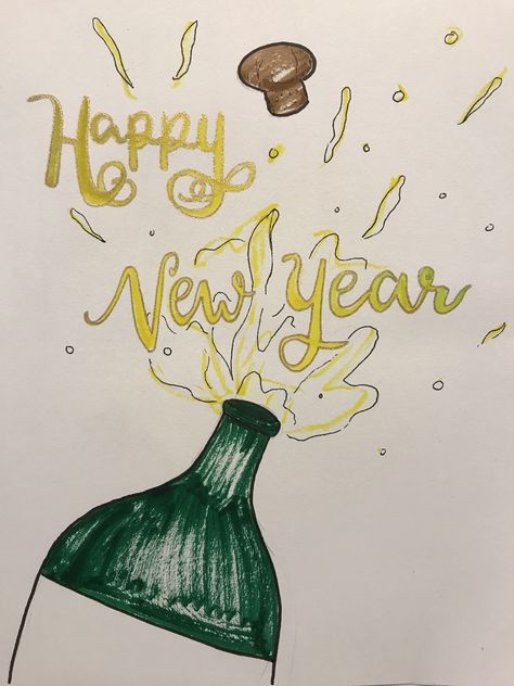 Happy New Year 2020 Greeting Design New Years Drawing, Xmas Letter, Drawing Cool, Happy New Year 2020, New Year 2020, Pencil Drawings, Happy New Year, Pencil, Novelty Christmas