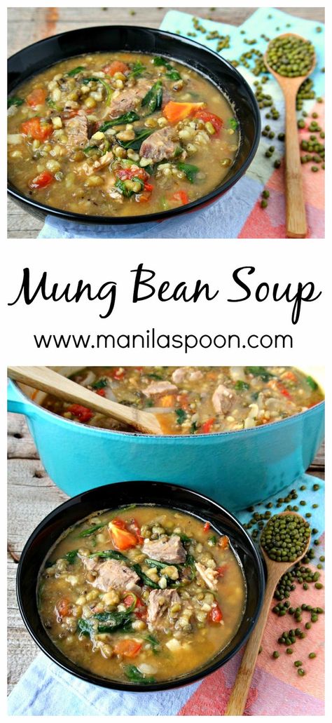 Mung Bean Soup, Soup Beans, Spinach Soup, Mung Bean, Bean Soup, Healthy Soup, Bean Recipes, Delicious Soup, Stew Recipes