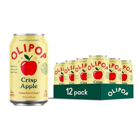 Amazon.com : OLIPOP Prebiotic Soda Pop, Crisp Apple, A New Kind of Soda Packed with Prebiotics, Fiber, and Botanicals, Gluten Free, Vegan, GMO Free, 12oz (12-Cans) : Grocery & Gourmet Food Prebiotic Soda, Soda Flavors, Crisp Apple, Apple A, Plant Fibres, Soda Pop, Apple Crisp, Soft Drinks, Gourmet Food