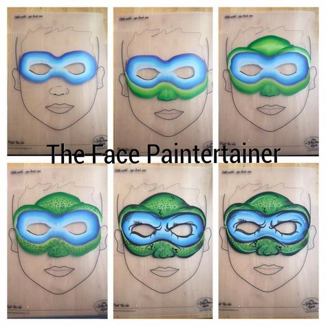 Teenage Mutant Ninja Turtles Face Paint, Ninja Face Paint, Face Paint Kids Easy, Ninja Turtle Face Paint, Easy Face Painting, Superhero Face Painting, Easy Face Painting Designs, Superhero Comics Art, Face Painting Tutorials