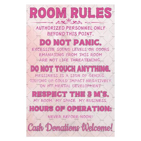 PRICES MAY VARY. Girl's Room Metallic Tin Poster: this Room Rules Metallic Tin Poster has an overall tone of pink with room rules and is popular with adolescent girls. Regardless of the content, the style alone is also a good decorative item! More Cost-Effective: This room rules metallic tin poster is made of the highest-end metal material, which is more durable and sturdy, not easy to bend or break; the text and pink background are printed with UV protection technology, which is clear and non-g Room Rules Poster Funny, Room Rules, Adoption Shower, Bathroom Shower Walls, Social Emotional Learning Activities, Pink Room Decor, Surf Poster, Poster Pink, Beauty Room Decor