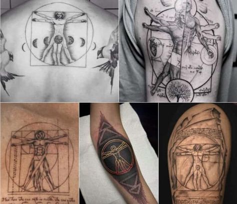 Explore the timeless symbolism of the Vitruvian Man tattoo with TattooAdore. From beauty to balance, delve into the rich meanings behind this iconic ink. What does a tattoo of a Vitruvian Man truly signify? Let's unravel the mystery! 🎨💡 #VitruvianMan #TattooSymbolism #InkMeanings Davinci Man Tattoo, Vitruvian Man Tattoo Back, Vitruvius Man, Vitruvian Man Tattoo, Symbolism Tattoo, The Vitruvian Man, Tattoo Symbolism, Da Vinci Vitruvian Man, Man Tattoo