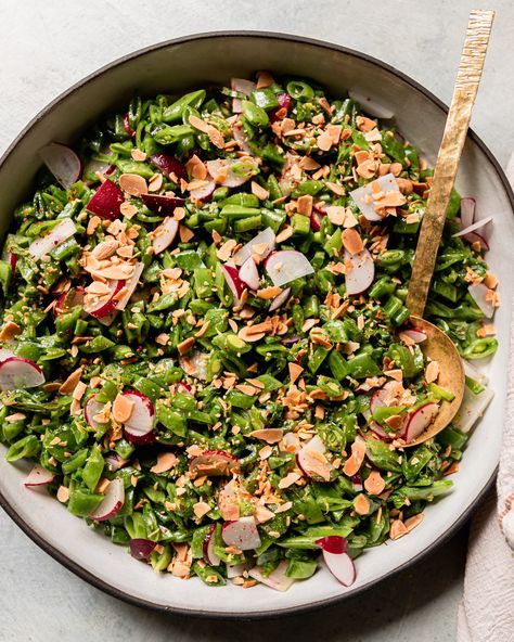 Fresh Shredded Snap Pea Salad with Lemon & Mint | The First Mess Snap Peas Recipe, Snap Pea Salad, Snap Pea, Spring Recipe, French Lentils, Salad With Lemon, Mint Salad, Miso Dressing, Pea Salad