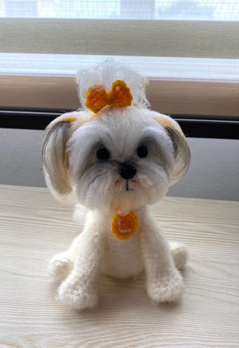 Crochet Shitzu Dog, Minature Dogs, Crochet Dogs, Crochet Baby Projects, Perro Shih Tzu, Bichon Havanais, Crochet Dog Patterns, Dog Patterns, Micro Crochet