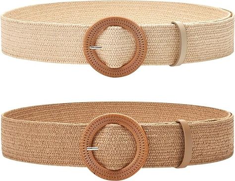 LUCHENGYI Women Straw Woven Elastic Stretch Waist Belt Skinny Boho Ladies Braided Dress Belt With Wooden Style Buckle at Amazon Women’s Clothing store Braided Dress, Branded Belts, Dress Belt, Amazon Women, Belted Dress, Waist Belt, Shoes And Accessories, Digital Painting, Top Fashion Brands