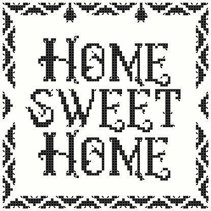 Free cross stitch pattern Home sweet home Cross Stitch Home Sweet Home Pattern, Welcome Cross Stitch Pattern, Home Sweet Home Cross Stitch, Cross Stitch Home, Free Cross Stitch Pattern, Goth Home, Cross Stitch Patterns Free, Free Cross Stitch, Home Sweet Home