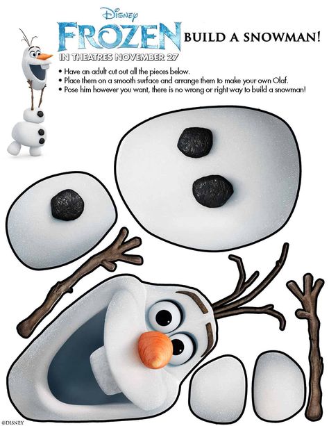 Frozen Build A Snowman, Frozen Birthday Party Games, Frozen Free, Frozen Printables, Film Frozen, Disney Activities, Printable Snowman, Disney Frozen Birthday, Frozen Themed Birthday Party