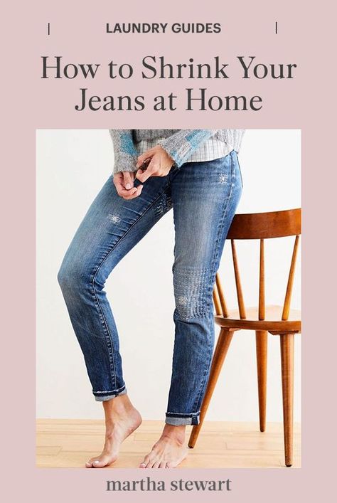 Learn how to shrink your jeans at home with these expert-approved tips and tricks that include warm water. Shrinking Jeans How To, How To Soften Jeans, How To Shrink Jeans Permanently, How To Shrink Jeans, Ink Out Of Clothes, Denim Fashion Photography, Shrink Jeans, Denim Hacks, Altering Jeans