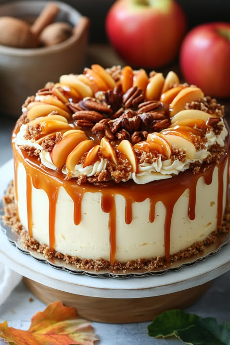 Indulge in Autumn Bliss: Whipped Caramel Apple Cake Recipe! Caramel Apple Mousse Cake, Caramel Apple Birthday Cake, Caramel Apple Pie Cake, Salted Caramel Apple Crumble Cake, Birthday Pie Recipes, Apple Cake Frosting, Salted Caramel Apple Cake Recipe, Apple Walnut Cake Recipe, Apple Caramel Cake