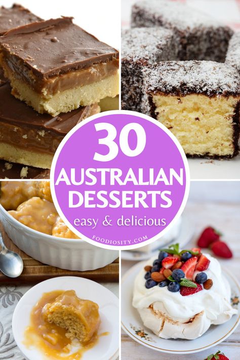 International Dessert Recipes Easy, Australian Slice Recipes, Unique Deserts Ideas, Australian Dessert Recipes, Australian Bakery, Australian Cookies, Australian Foods, Australia Recipes, Australian Desserts