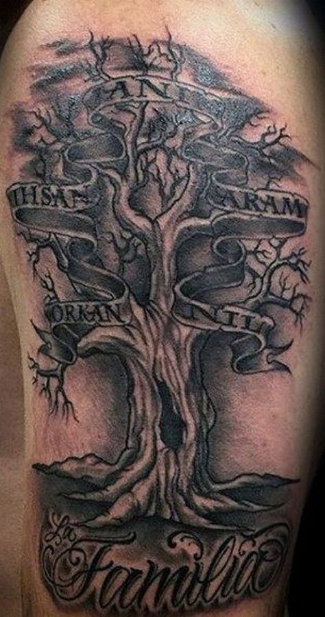 Tree Carving Tattoo, Family Tree Tattoo Sleeve, Head Stone Tattoo, Money Tree Tattoo, Tree Tattoo For Men, Family Tree Tattoo For Men, Family Tree Tattoo Ideas, Family Tree Tattoo Designs, Celtic Tattoo Family