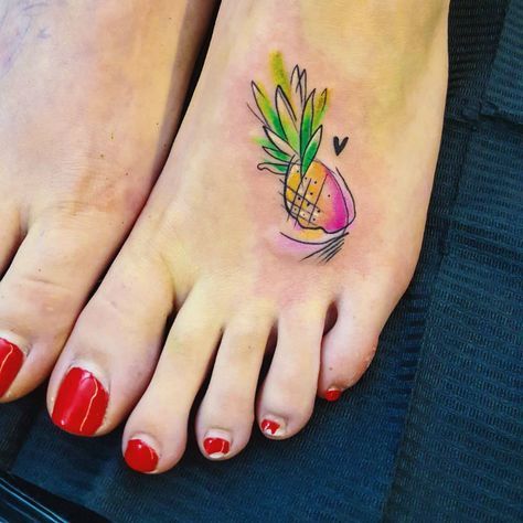 Watercolor Pineapple Tattoo, Pineapple Tattoos For Women, Tattoo Pineapple, Pineapple Tattoo Meaning, Pineapple Tattoos, Pinapple Tattoos, Hawaii Pineapple, Pineapple Tattoo, Vegas Tattoo