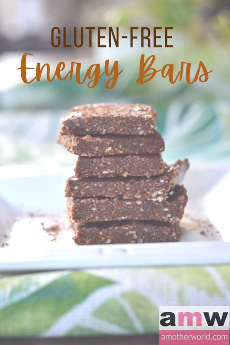 Quick and Easy Gluten-Free Energy Bars | amotherworld Kitchen Bulletin Board, Energy Bars Homemade, Food To Gain Muscle, Energy Bars Recipe, Homemade Bar, Vegan Protein Recipes, Natural Snacks, Energy Bar, Cooking Homemade