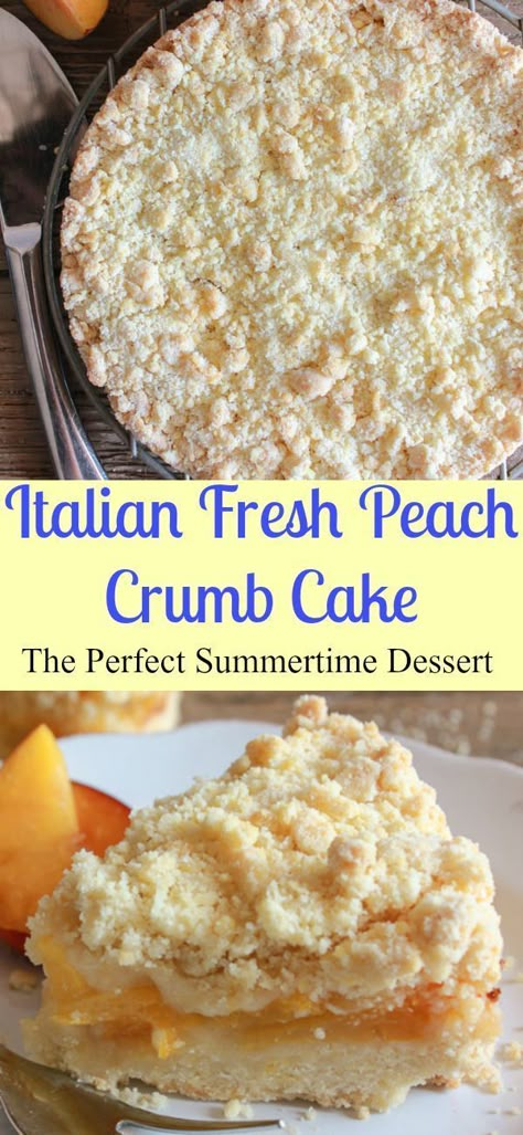 Italian Fresh Peach Crumb Cake, a delicious easy fresh fruit summer dessert recipe, perfect on it's own or with some ice cream. Have a slice/anitalianinmykitchen.com Peach Crumb Cake, Peach Dessert Recipes, Dessert Oreo, Peach Desserts, Fruit Summer, Brownie Desserts, Summer Dessert Recipes, Oreo Dessert, Easy Italian