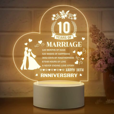 10 Year Anniversary Romantic Gifts for Him Her, 10th Anniversary Valentines Gifts for Wife Husband - 10th Anniversary Night Light with Love Words - Best Couple Gifts for 10th Wedding Anniversary - - Amazon.com Valentine Gift For Dad, Marriage Anniversary Gifts, 50th Birthday Gifts For Woman, 10 Year Anniversary Gift, Happy 10th Anniversary, Romantic Gifts For Him, Valentine Gift For Wife, 10th Wedding Anniversary, Best Teacher Gifts