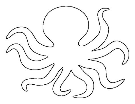 Octopus pattern. Use the printable outline for crafts, creating stencils, scrapbooking, and more. Free PDF template to download and print at http://patternuniverse.com/download/octopus-pattern/ Octopus Template, Octopus Outline, Octopus Crafts, Animal Templates, Quilled Creations, Applique Templates, Ocean Crafts, Aktivitas Montessori, Sea Theme