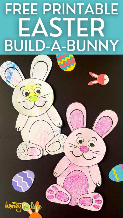 Free Printable Build-A-Bunny Craft for Easter Build A Bunny, Fun Easter Crafts For Kids, Craft For Easter, Easter Art Project, Easter Bunny Template, Bunny Printable, Easter Crafts Preschool, Bunny Craft, Paper Bunny