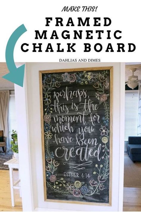 Wall Picture Collage Ideas, Chalkboard Wall Diy, Diy Magnetic Chalkboard, Wall Picture Collage, Picture Collage Ideas, Fill A Blank Wall, Chalkboard Pictures, Papan Tulis Kapur, Chalkboard Diy