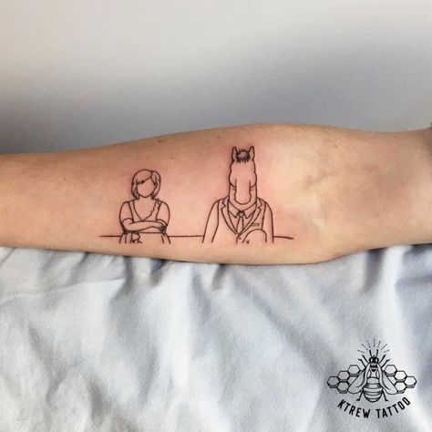 Bojack Tattoo Ideas Simple, Diane Nguyen Tattoo, Bojack Horseman Tattoo Minimalist, The View From Halfway Down Tattoo, Bojack Horseman Tattoo, Horseman Tattoo, Chaos Tattoo, Bestie Tattoo, Fineline Tattoo