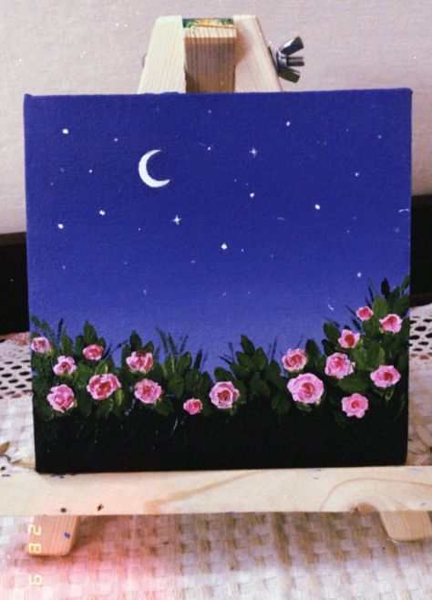 Canvas Painting Ideas For Beginners, Seni Pastel, Sky Art Painting, Painting Ideas For Beginners, Flower Painting Canvas, Simple Canvas Paintings, Canvas Painting Tutorials, Cute Canvas Paintings, Canvas Drawings