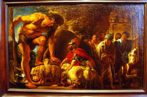 Jacob Jordaens (1593-1678) Odysseus in the Cave of Polyphemus 1635 (The Odyssey) Jacob Jordaens, Facing The Giants, Greek Heroes, Paul Rubens, Walk The Earth, Ancient Origins, Roman Mythology, Story Of The World, The Cave