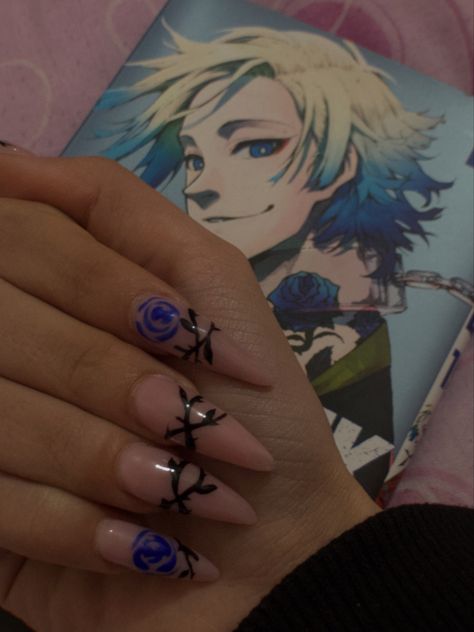 Blue Lock Alexis Ness, Blue Lock Nails, Kaiser Blue Lock, Blue Luck, Anime Nail, Michael Kaiser, 44 Magnum, Blue Lovk, Paper Cutouts