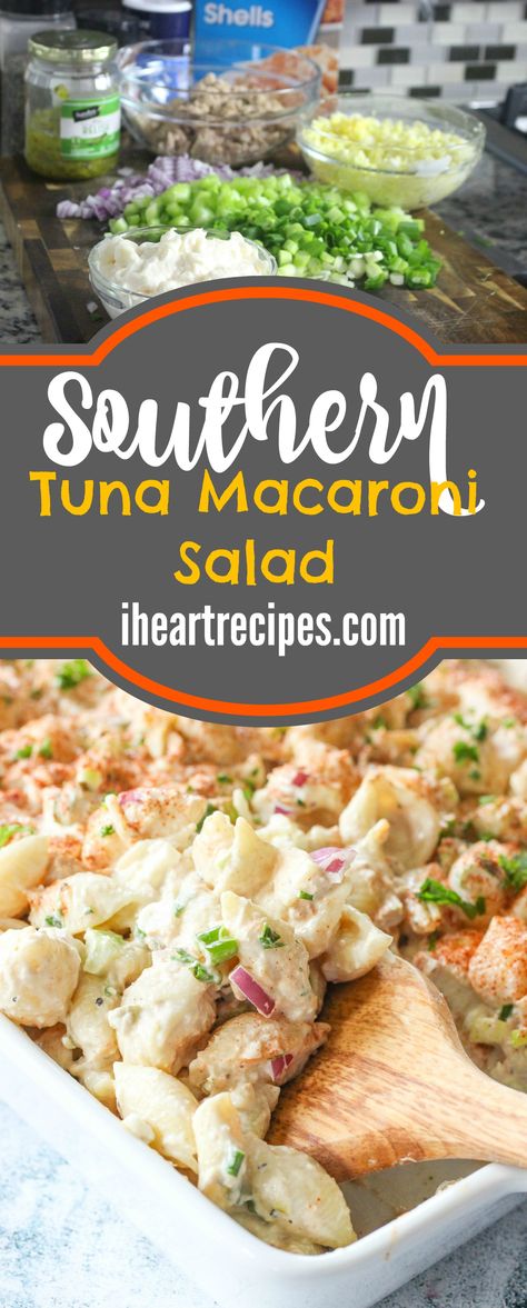 Southern Style Tuna Macaroni Salad | I Heart Recipes Macaroni Salad Southern, Southern Macaroni Salad, Tuna Macaroni Salad, I Heart Recipes, Healthy Foods To Make, Tuna Salad Pasta, Heart Recipes, Macaroni Salad Recipe, Tuna Pasta