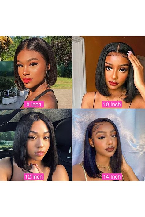 Black Bob Wig, Hairstyles Bob, Hair For Black Women, Black Bob, Bob Lace Front Wigs, Short Hair Wigs, Wig Human Hair, Straight Lace Front Wigs, Short Bob Wigs