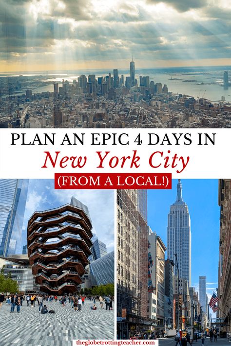 4-Day New York Itinerary: Steal this NYC Guide by a Local! - The Globetrotting Teacher 4 Days In New York, New York Itinerary, New York City Christmas, Nyc Travel Guide, Nyc Map, Nyc Guide, New York City Vacation, City Christmas, York Travel