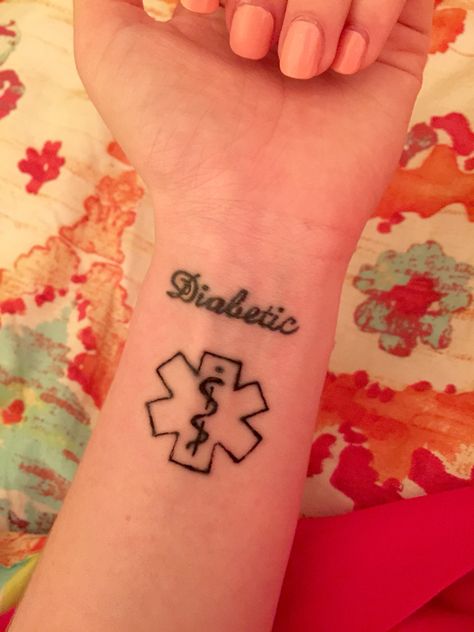 Type 1 Diabetic wrist tattoo. #medicalalert Medical Id Tattoo Type 1, Medical Id Tattoo, T1d Tattoo, Medical Tattoos, Medical Alert Tattoo, Miscellaneous Tattoos, 3d Butterfly Tattoo, Medical Tattoo, Bee Tattoo