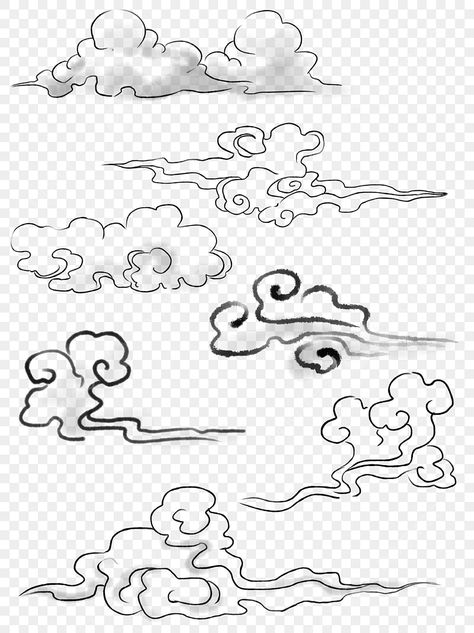 Drawing Fillers Backgrounds, Chinese Clouds Drawing, Chinese Style Clouds, Asian Clouds Drawing, Chinese Clouds Art, Chinese Clouds Tattoo, Cloud Tattoo Filler, Cloud Filler Tattoo Backgrounds, Asian Clouds